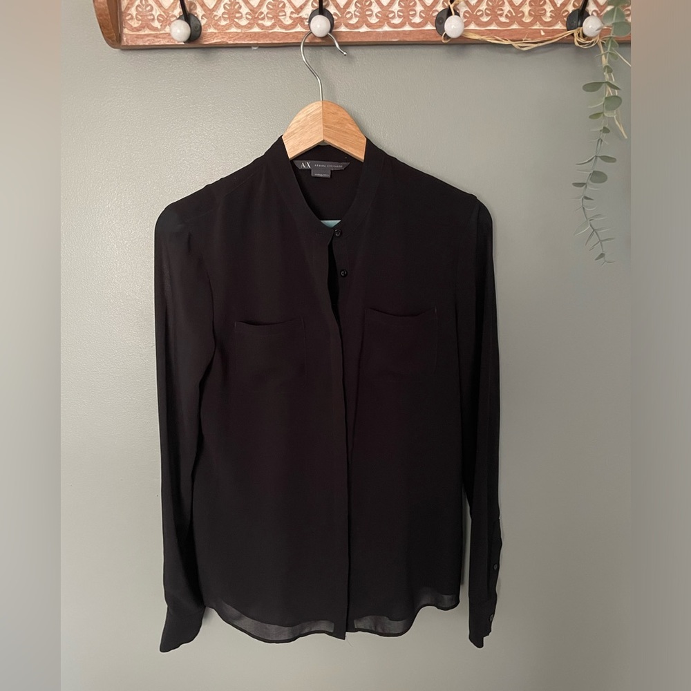 A/X Black Band Collar, Button-down Shirt S